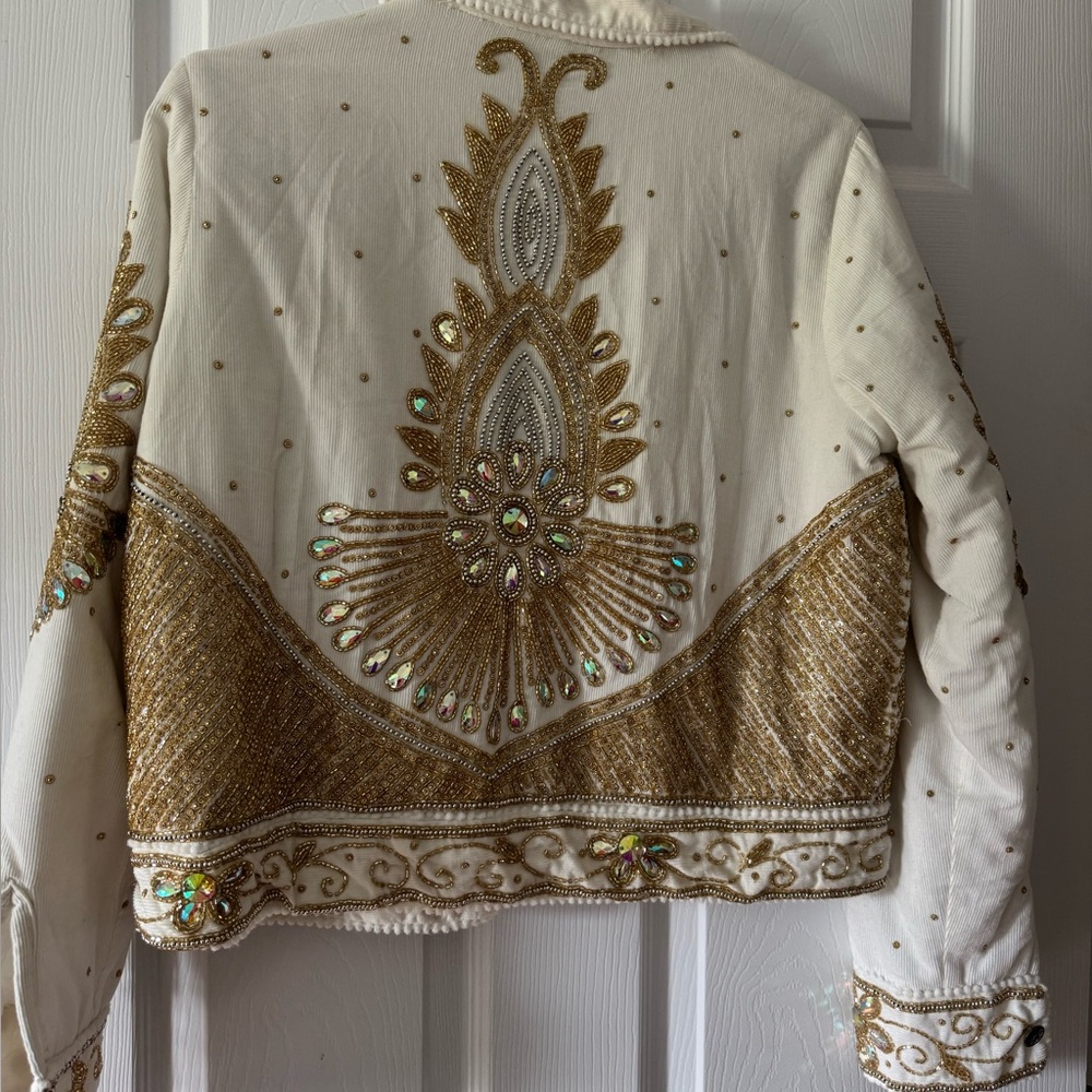 Embellished Gold and Cream Women's Jacket